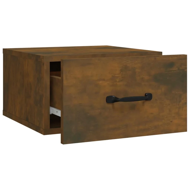 Table de chevet murale avec tiroir 35 x 35 x 20 cm bois d'ingénierie couleur marron DEC034255