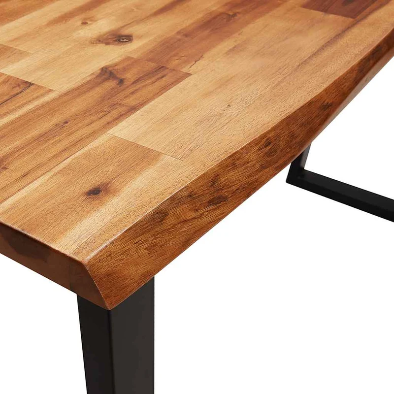 Table console industriel pieds en forme de U 110 x 35 x 80 cm bois d'acacia et acier DEC032280