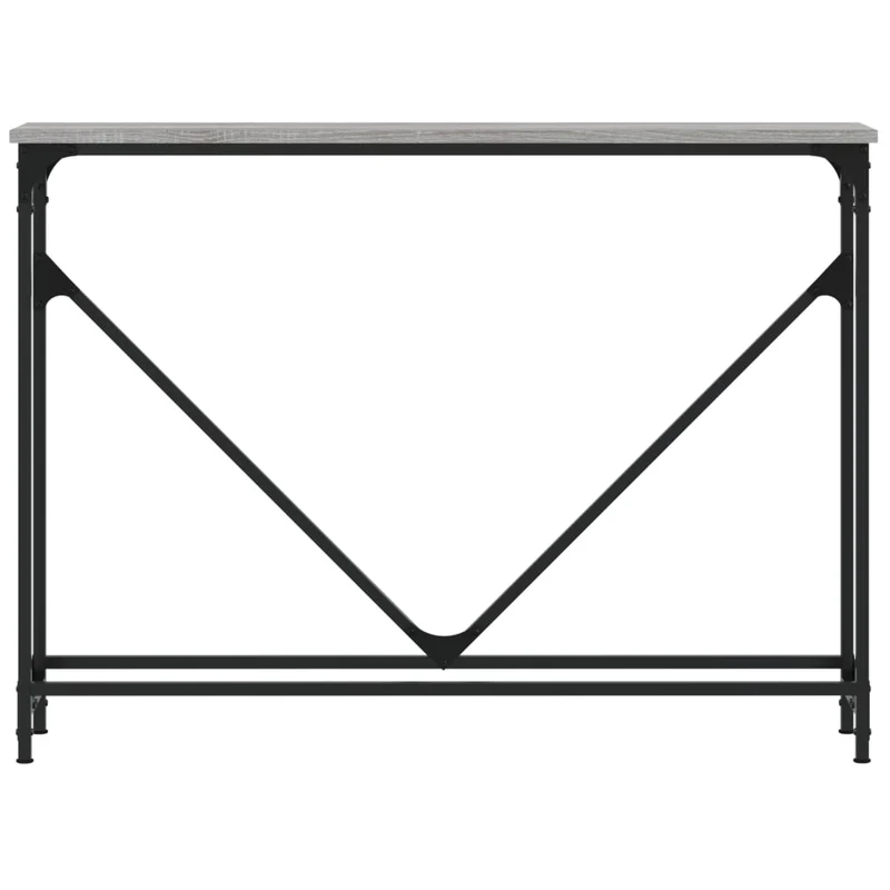 Console d’entrée étroite style industriel – finition gris béton & structure métal – 102 × 22,5 cm DEC032210