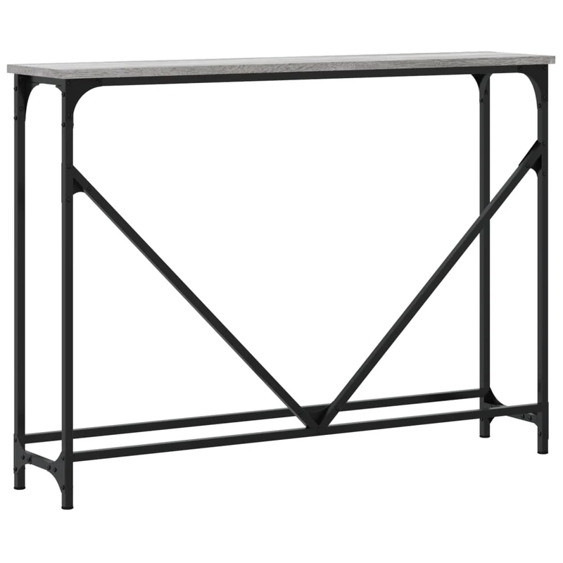 Console d’entrée étroite style industriel – finition gris béton & structure métal – 102 × 22,5 cm DEC032210