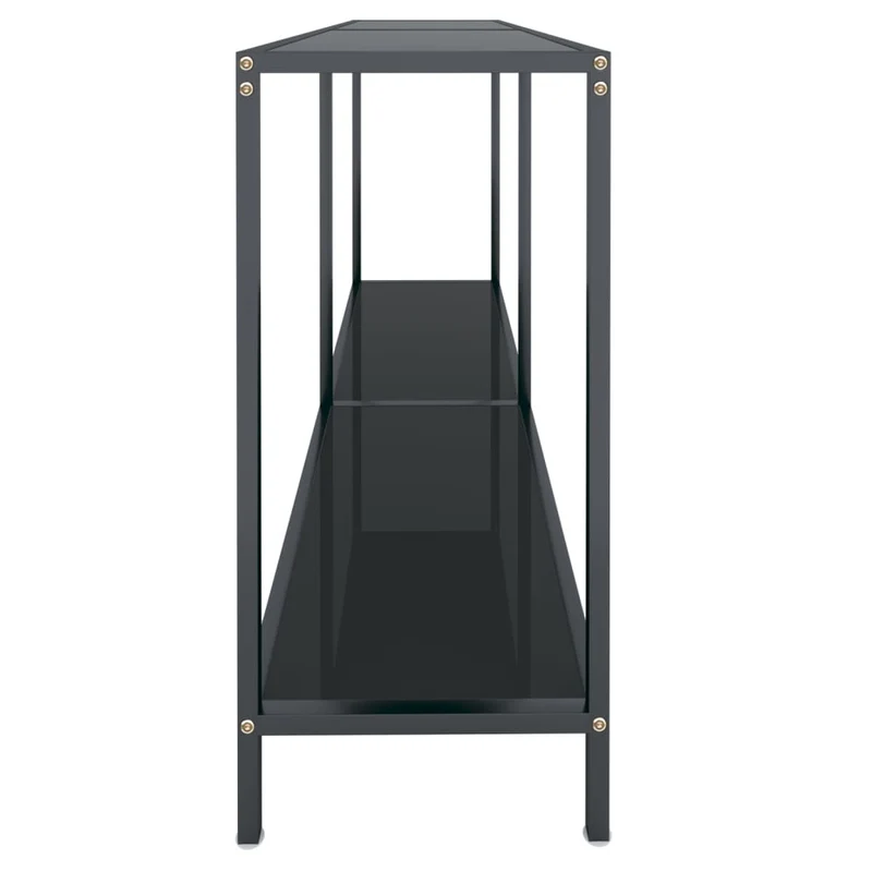 Table console tabl e d'appoint 140 x 35 x 75,5 cm verre trempé et acier noir DEC032110