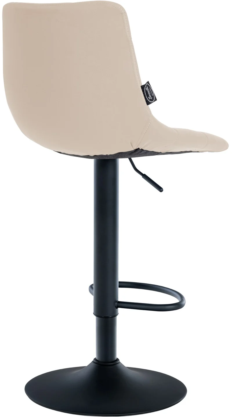 Tabouret de bar x1 moderne en PVC crème motif matelassé piètement trompette métal noir 10_0006274