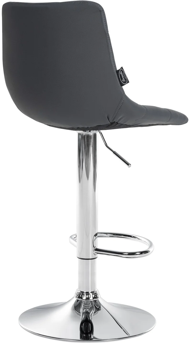 Tabouret de bar x1 moderne en PVC gris motif matelassé piètement trompette métal chromé 10_0005648