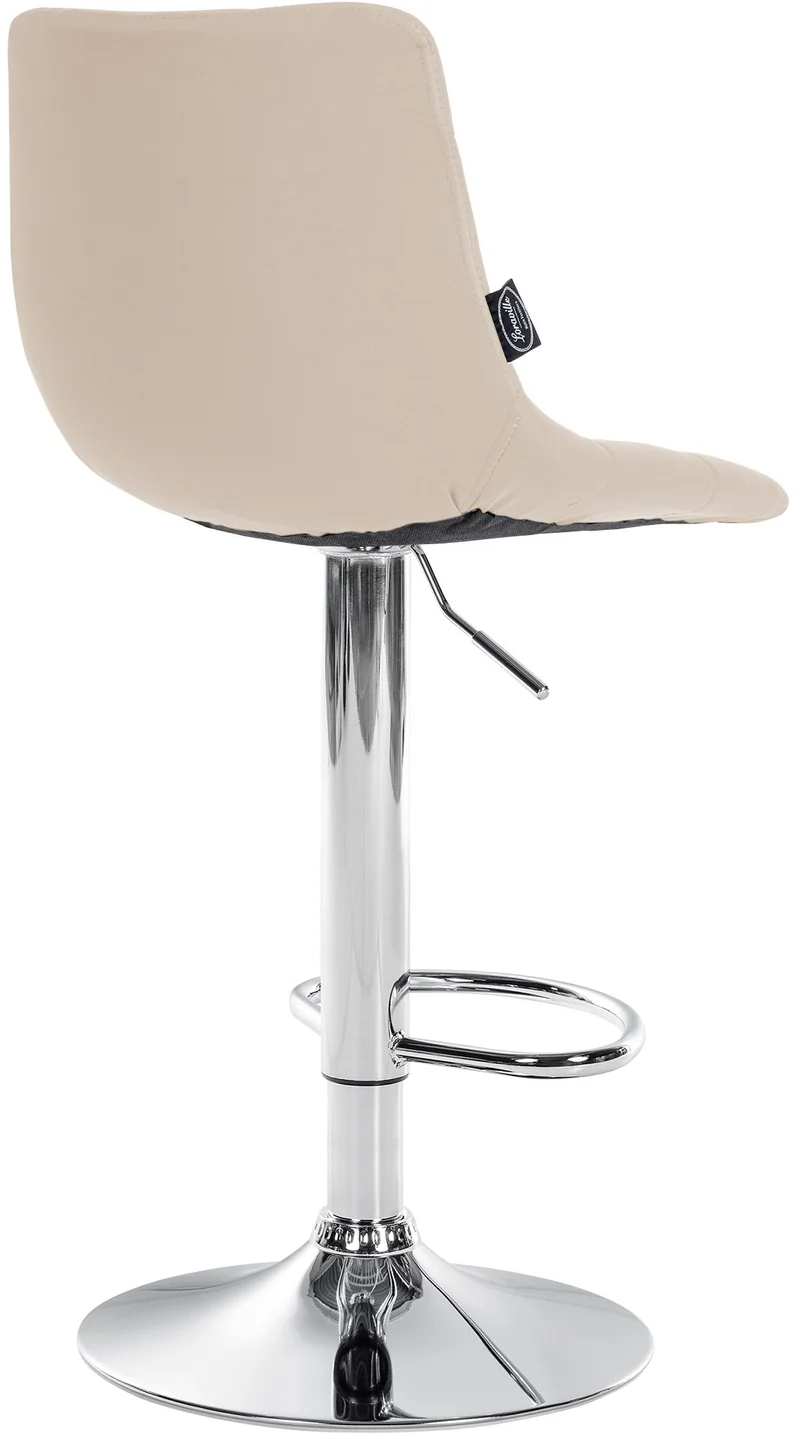 Tabouret de bar x1 moderne en PVC crème motif matelassé piètement trompette métal chromé 10_0006273