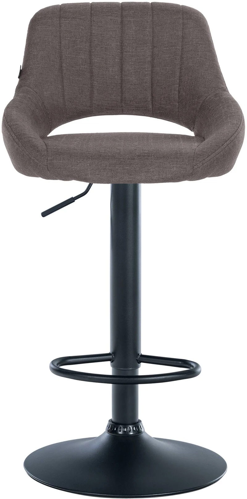 Lot de 2 tabourets de bar réglables en tissu gris foncé dossier ajouré et pied métal noir 10_0006106