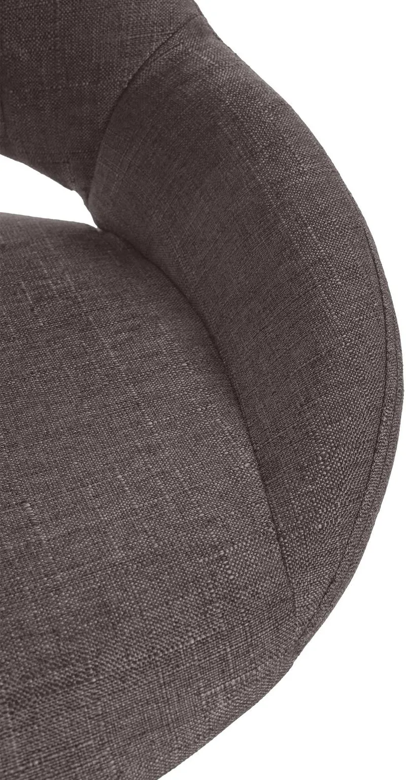 Tabouret de bar x1 avec repose-pieds pivotant et réglable en tissu gris foncé et métal 10_0005219