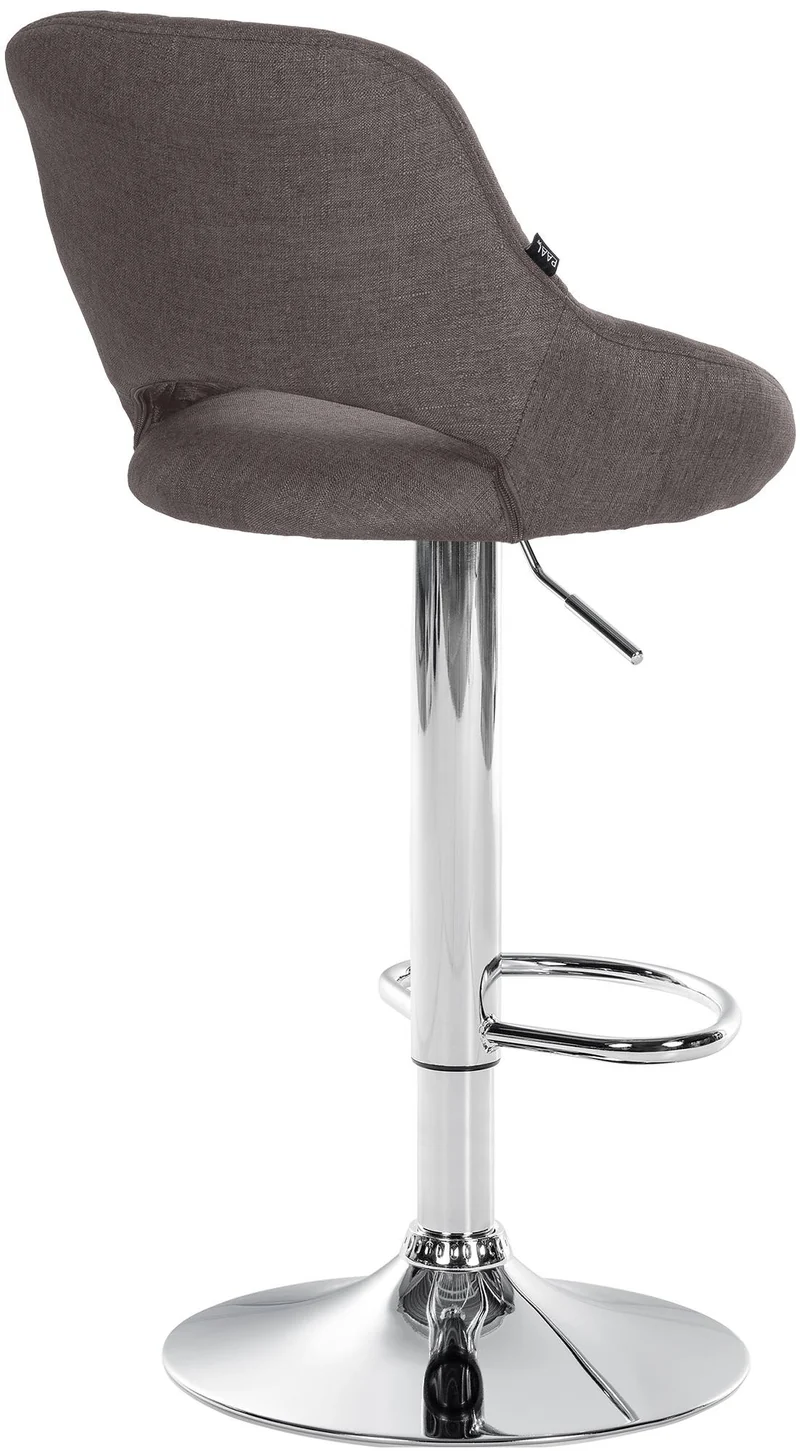 Tabouret de bar x1 avec repose-pieds pivotant et réglable en tissu gris foncé et métal 10_0005219