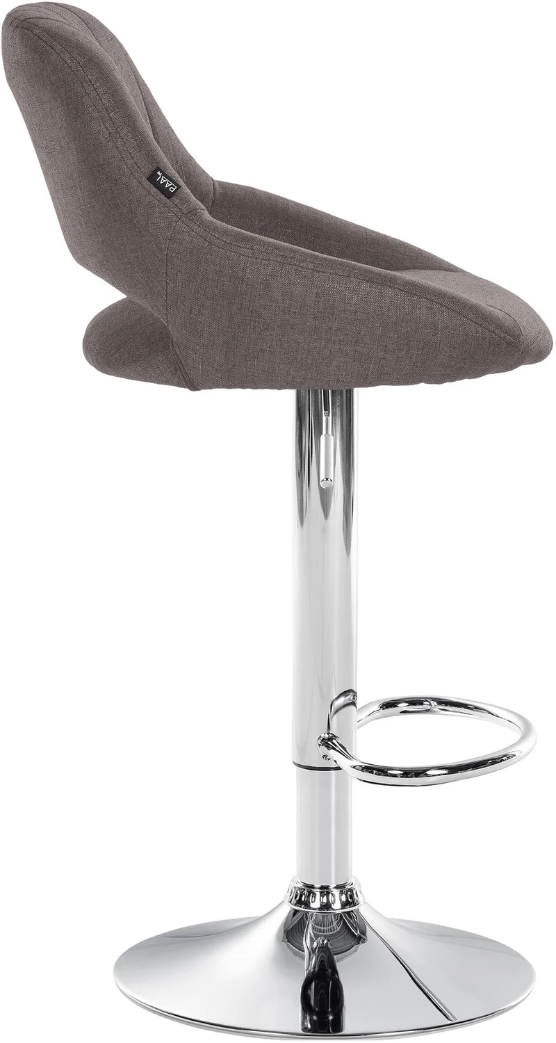 Tabouret de bar x1 avec repose-pieds pivotant et réglable en tissu gris foncé et métal 10_0005219