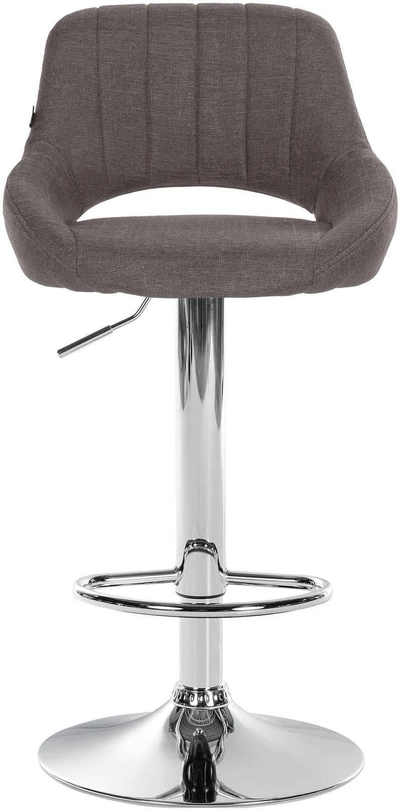 Tabouret de bar x1 avec repose-pieds pivotant et réglable en tissu gris foncé et métal 10_0005219