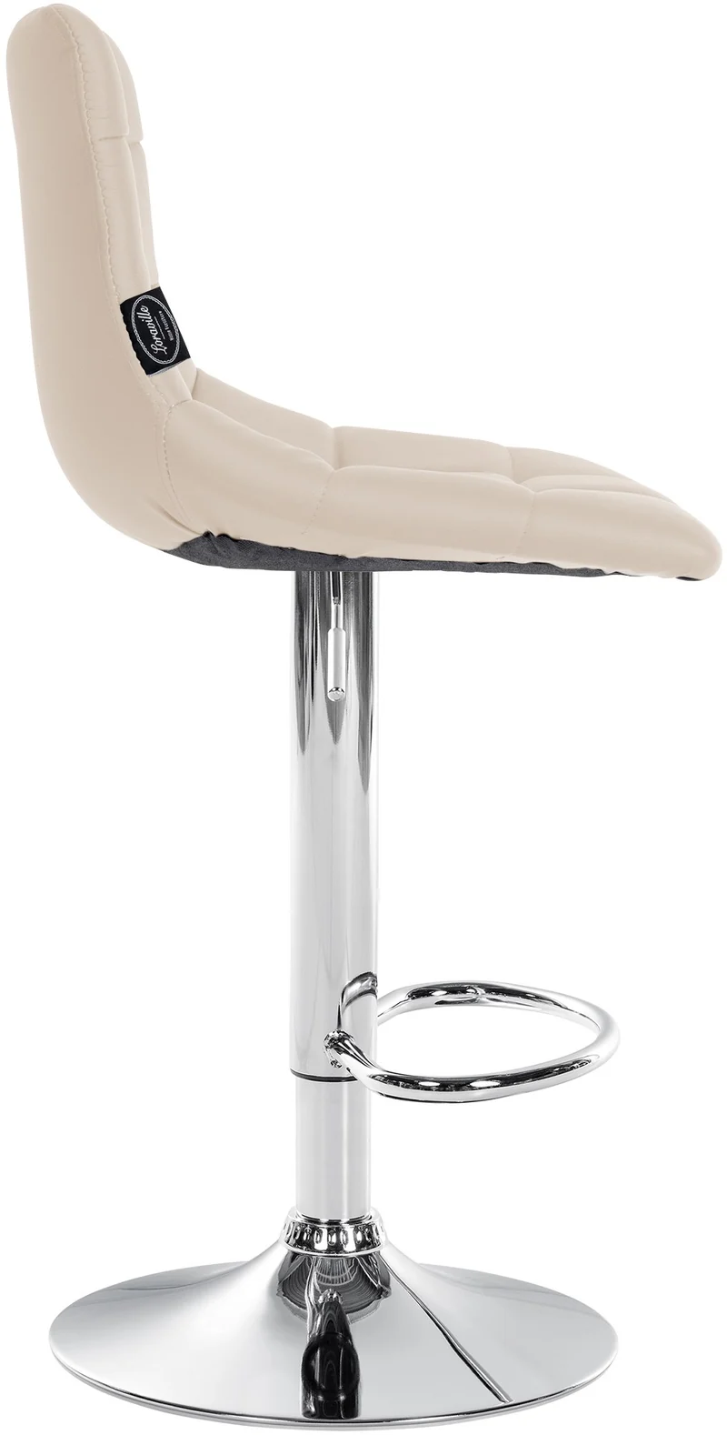 Lot de 2 tabourets de bar en synthétique crème base métal chromé réglable en hauteur et repose-pieds TDB10639