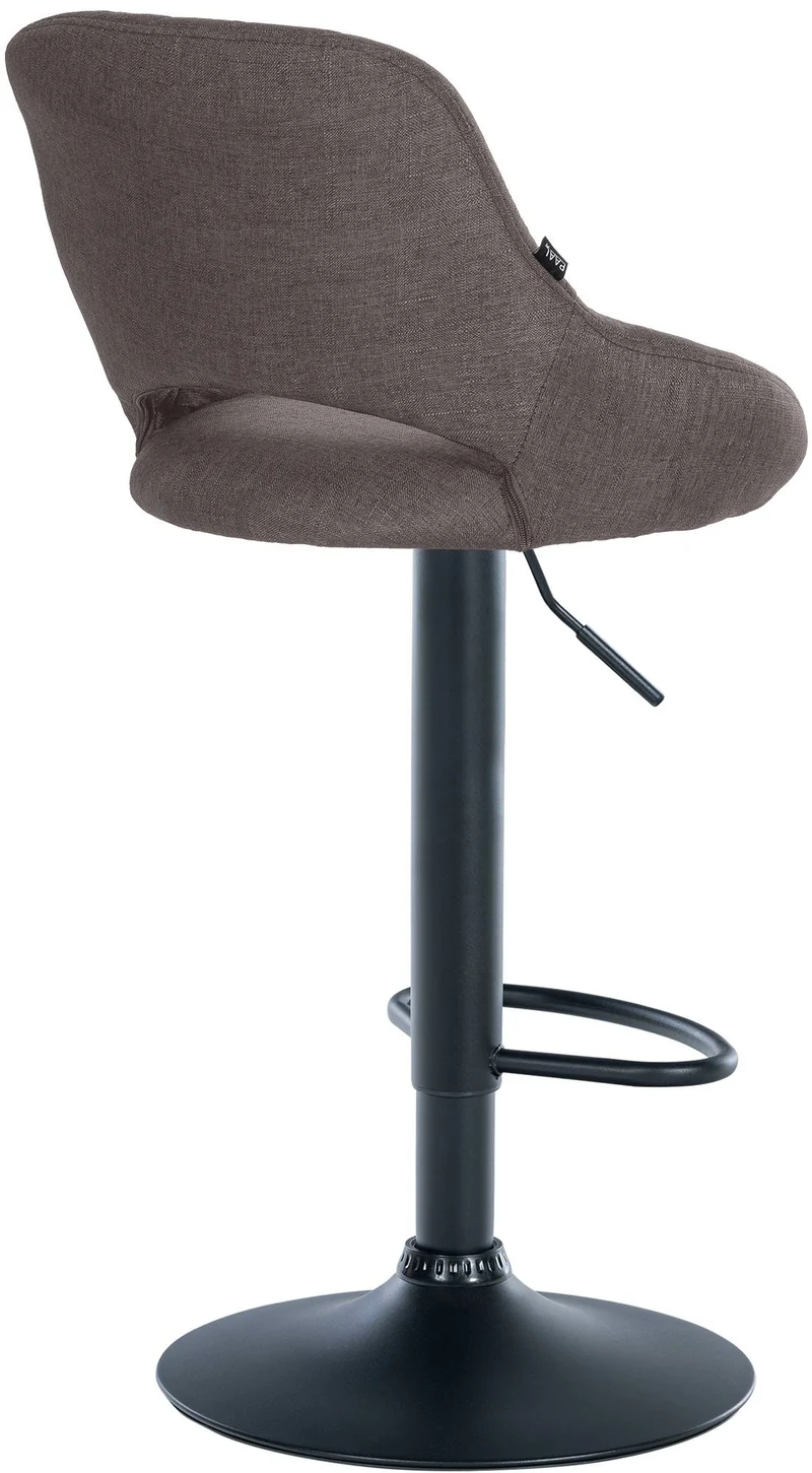 Tabouret de bar x1 réglable en hauteur en tissu gris dossier ajouré et pied métal noir 10_0005728