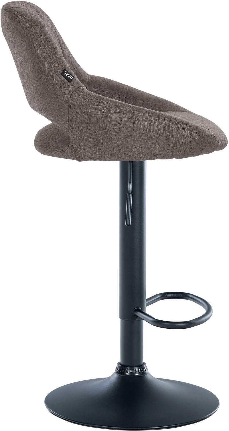 Tabouret de bar x1 réglable en hauteur en tissu gris dossier ajouré et pied métal noir 10_0005728