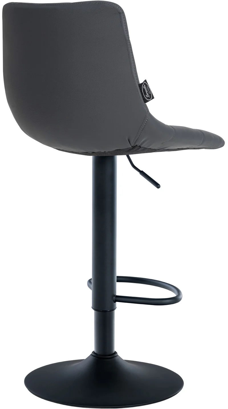 Tabouret de bar x1 moderne en PVC gris motif matelassé piètement trompette métal noir 10_0005651