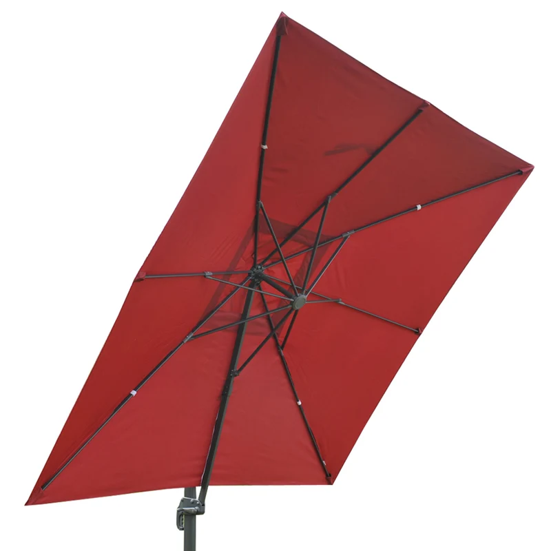 Parasol professionnel restaurant pour jardin terrasse 3x3m (Ø4,24m) polyester aluminium/acier 23kg vert sans pied, rotatif 04_0003449