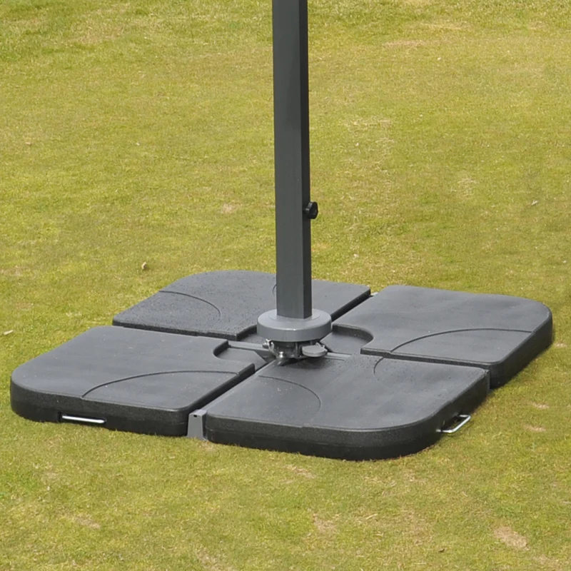 Parasol professionnel restaurant pour jardin terrasse, 3x3m (Ø4,24m) polyester aluminium/acier 23kg vert avec pied, rotatif 04_0003298