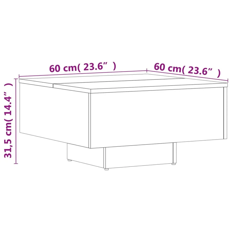 Table basse design moderne et contemporaine 60 x 60 x 31,5 cm bois d'ingénierie marron DEC038458