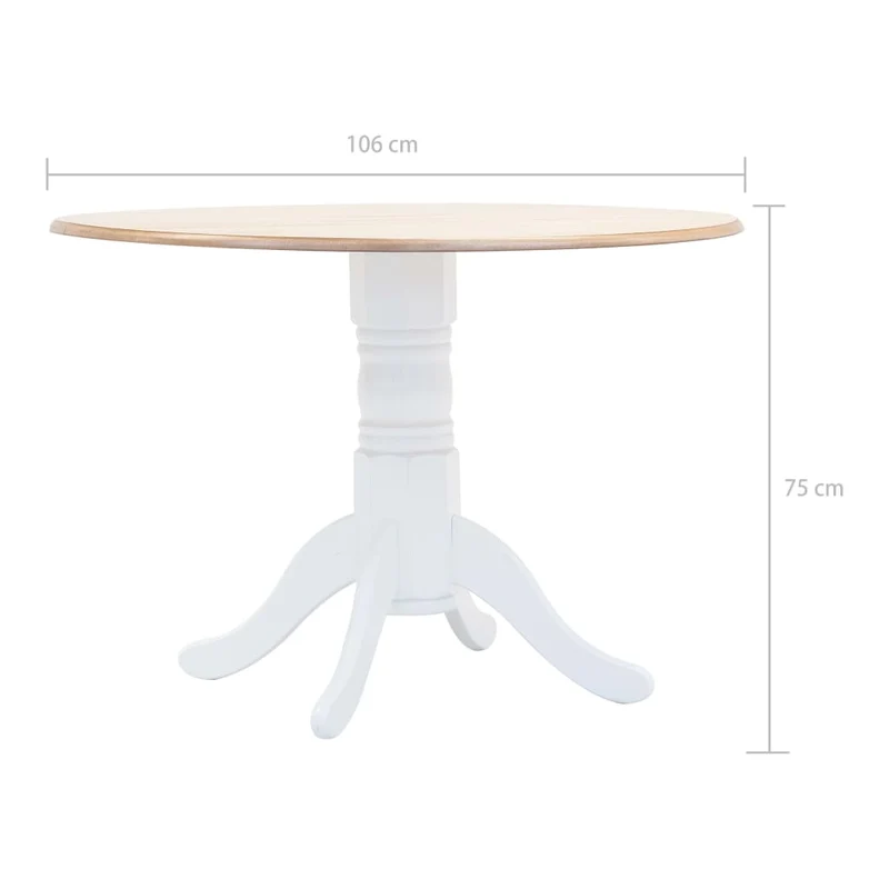 Table à manger ronde conviviale – pied central blanc et plateau bois naturel – Ø 106 cm DEC036772