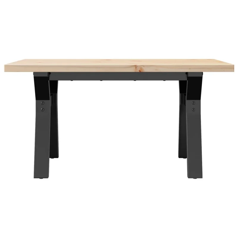 Table basse rectangulaire style industriel cadre en y 80 x 50 x 40,5cm bois de pin et acier DEC036292