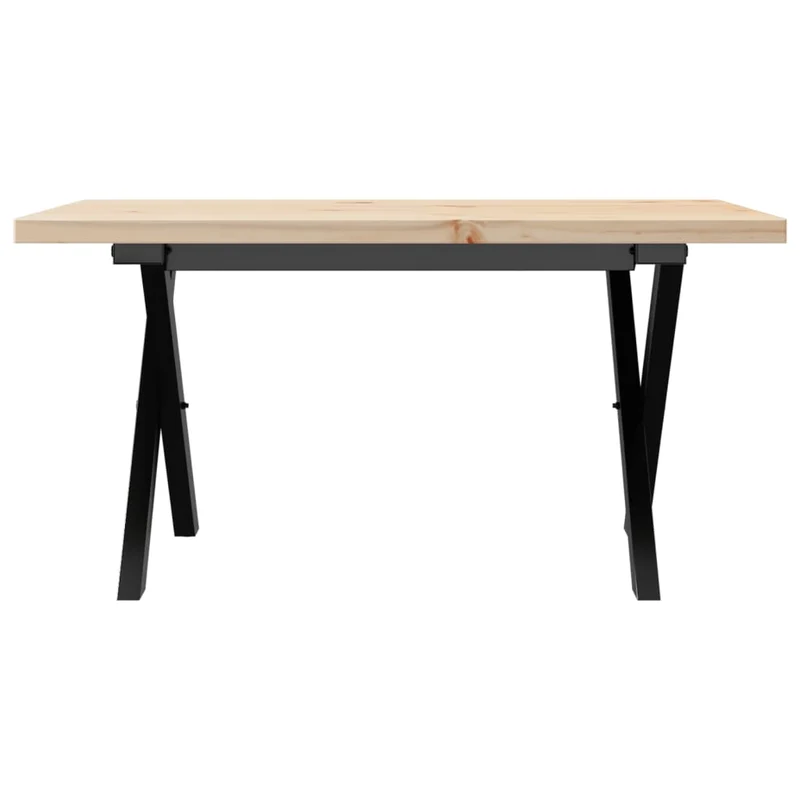 Table basse rectangulaire style industriel cadre en x 80 x 50 x 40,5cm bois de pin et acier DEC036270
