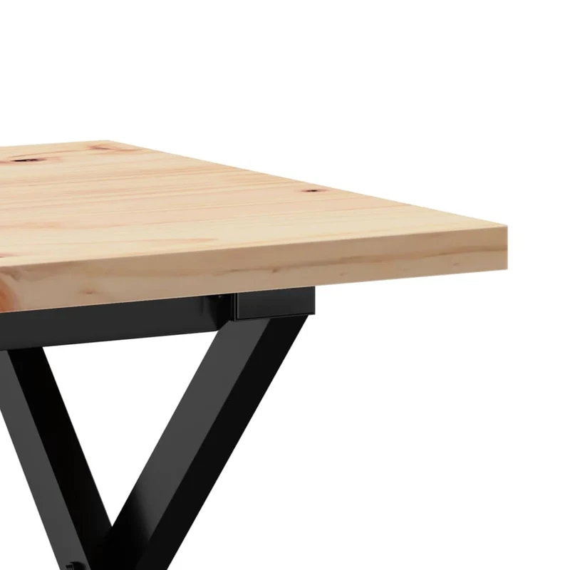 Table basse rectangulaire style industriel cadre en x 80 x 50 x 40,5cm bois de pin et acier DEC036270