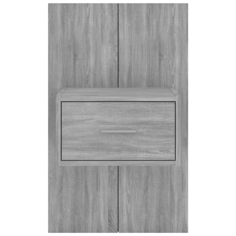 Lot de 2 tables de chevet murales avec tiroir en bois d'ingénierie gris DEC036107