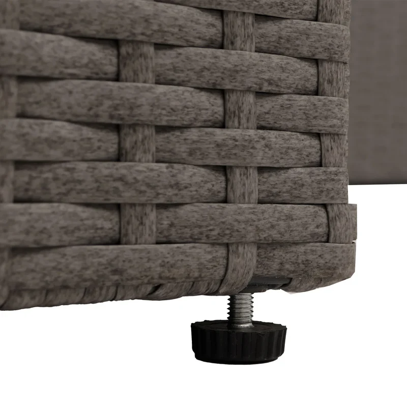 Salon de jardin avec 5 fauteuils de jardin modulables confortables style moderne 63 x 204 x 142 cm en poly-rotin gris coussin gris clair 04_0009554