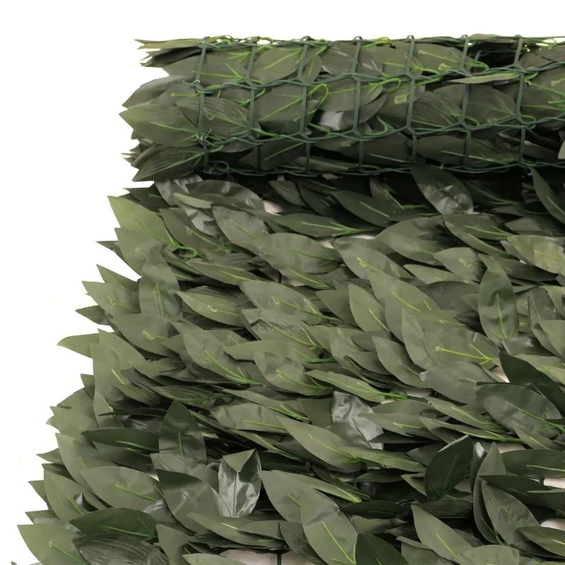 Brise-vue clôture haie artificielle pour balcon terrasse 100 x 300 cm en polyester vert 04_0009119