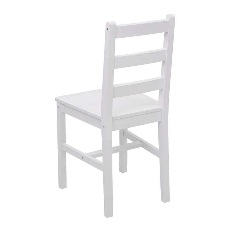 Ensemble de table avec deux chaises en bois massif blanc 110 cm design classique 04_0006731