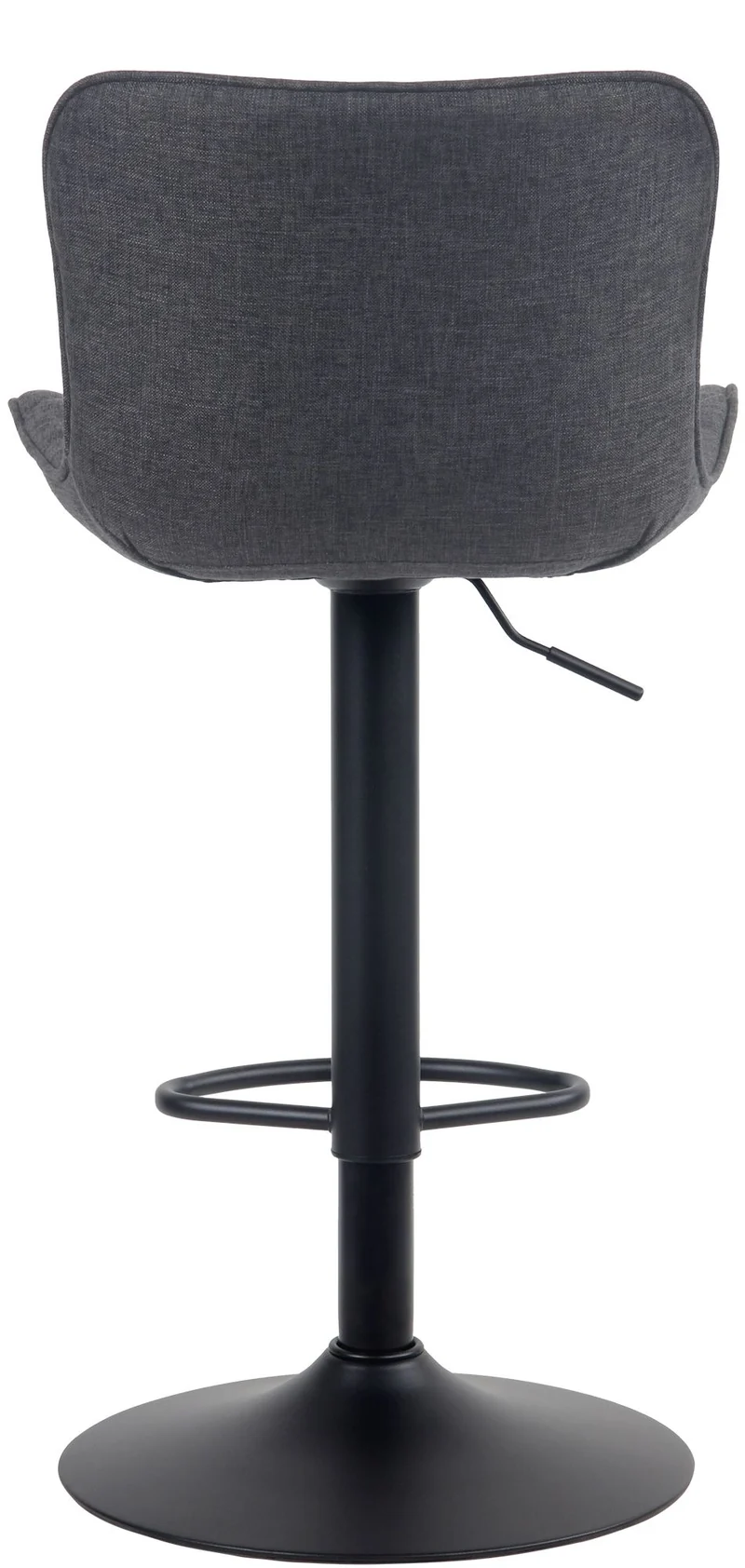 Lot de 2 tabourets de bar coutures décoratives pied trompette hauteur réglable en métal noir assise en tissu noir 10_0004141