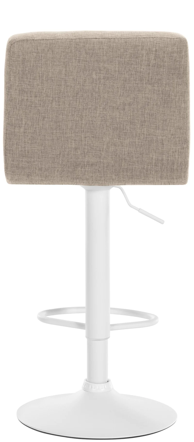 Tabouret de bar x1 style contemporain en tissu matelassé crème cadre métal blanc 10_0005608