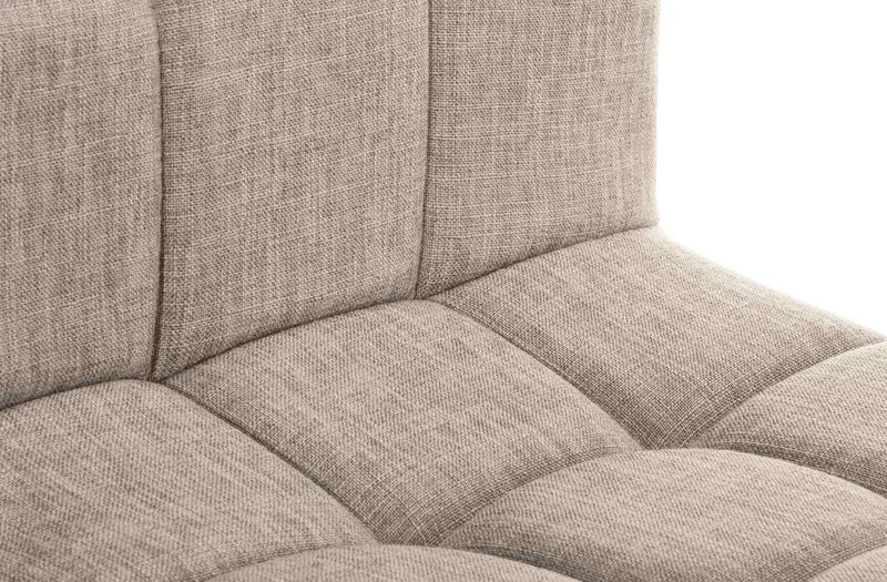 Tabouret de bar x1 style contemporain en tissu matelassé crème cadre métal blanc 10_0005608