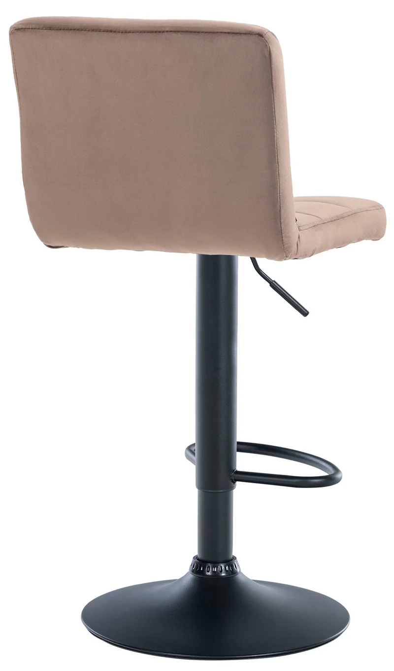 Tabouret de bar chaise haute x 1 avec coutures décoratives carrées assise en velours marron pieds en métal noir 10_0005329