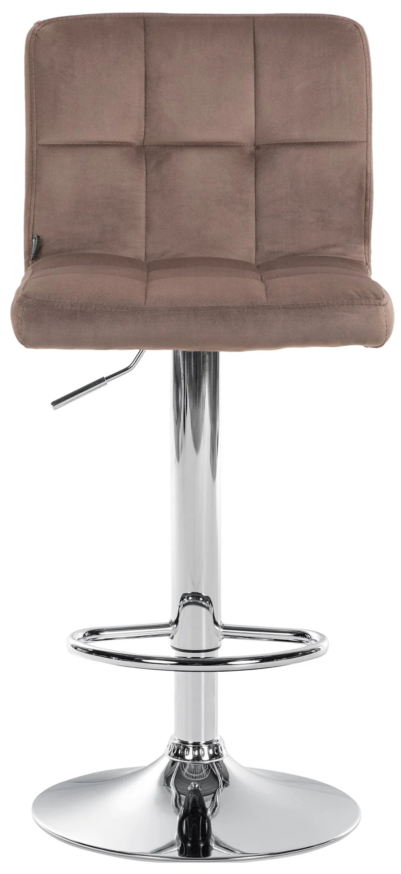 Tabouret de bar chaise haute x 1 avec coutures décoratives carrées assise en velours marron pieds en métal chromé 10_0005323
