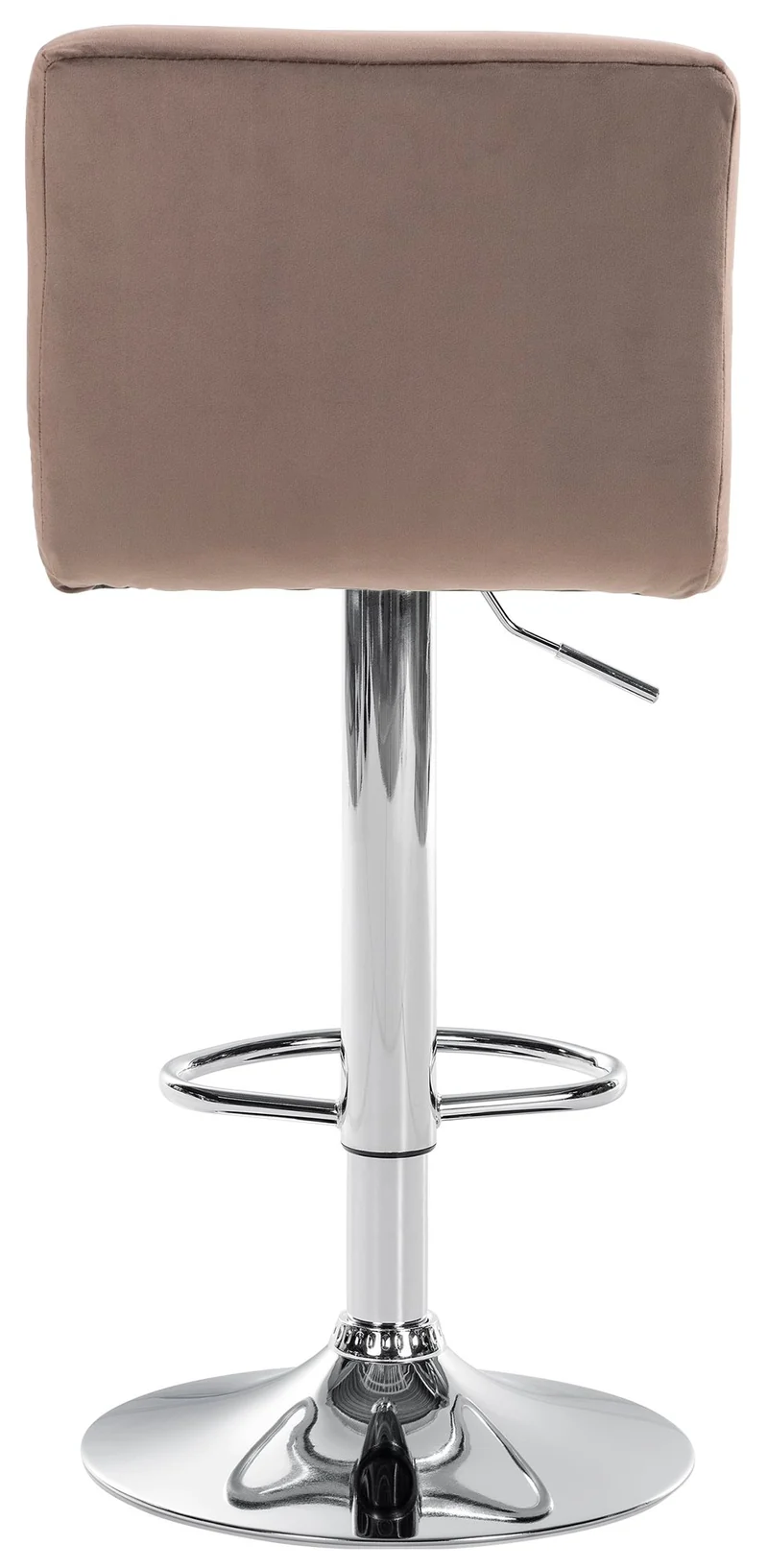 Tabouret de bar chaise haute x 1 avec coutures décoratives carrées assise en velours marron pieds en métal chromé 10_0005323