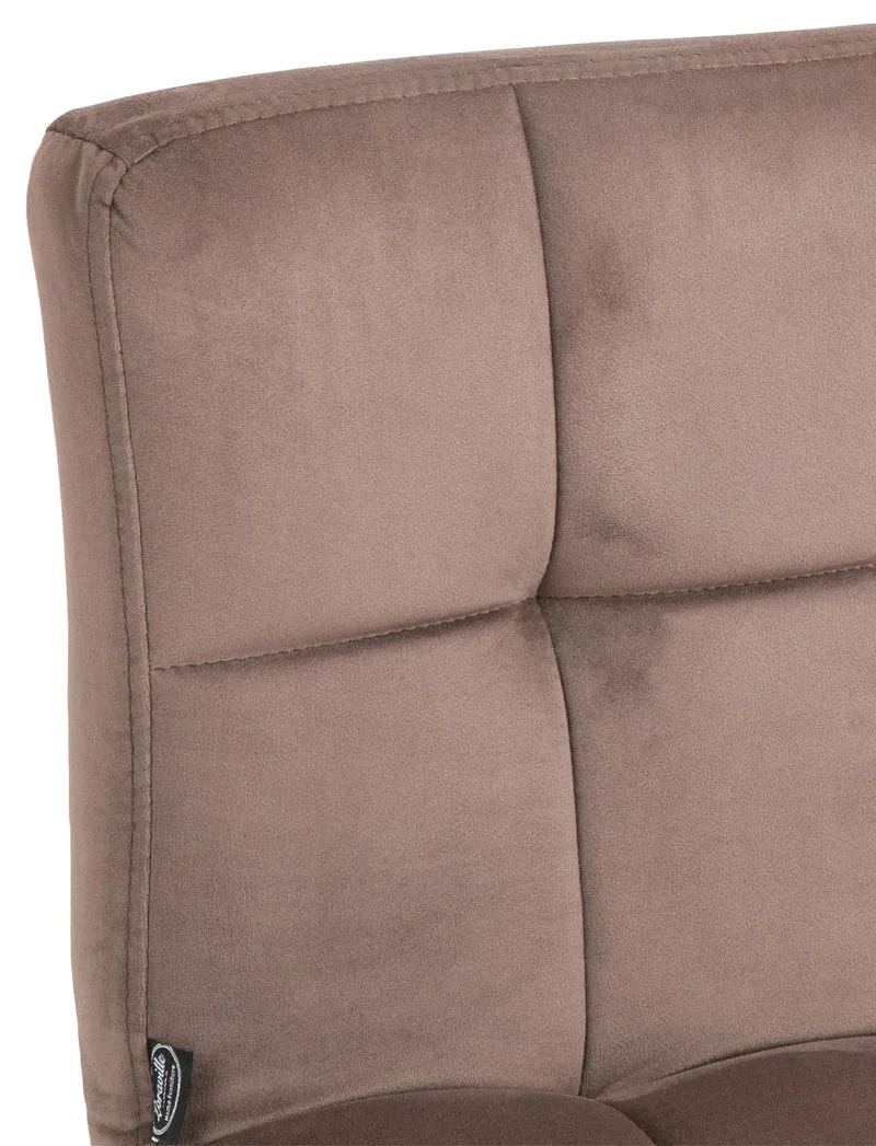 Tabouret de bar chaise haute x 1 avec coutures décoratives carrées assise en velours marron pieds en métal chromé 10_0005323