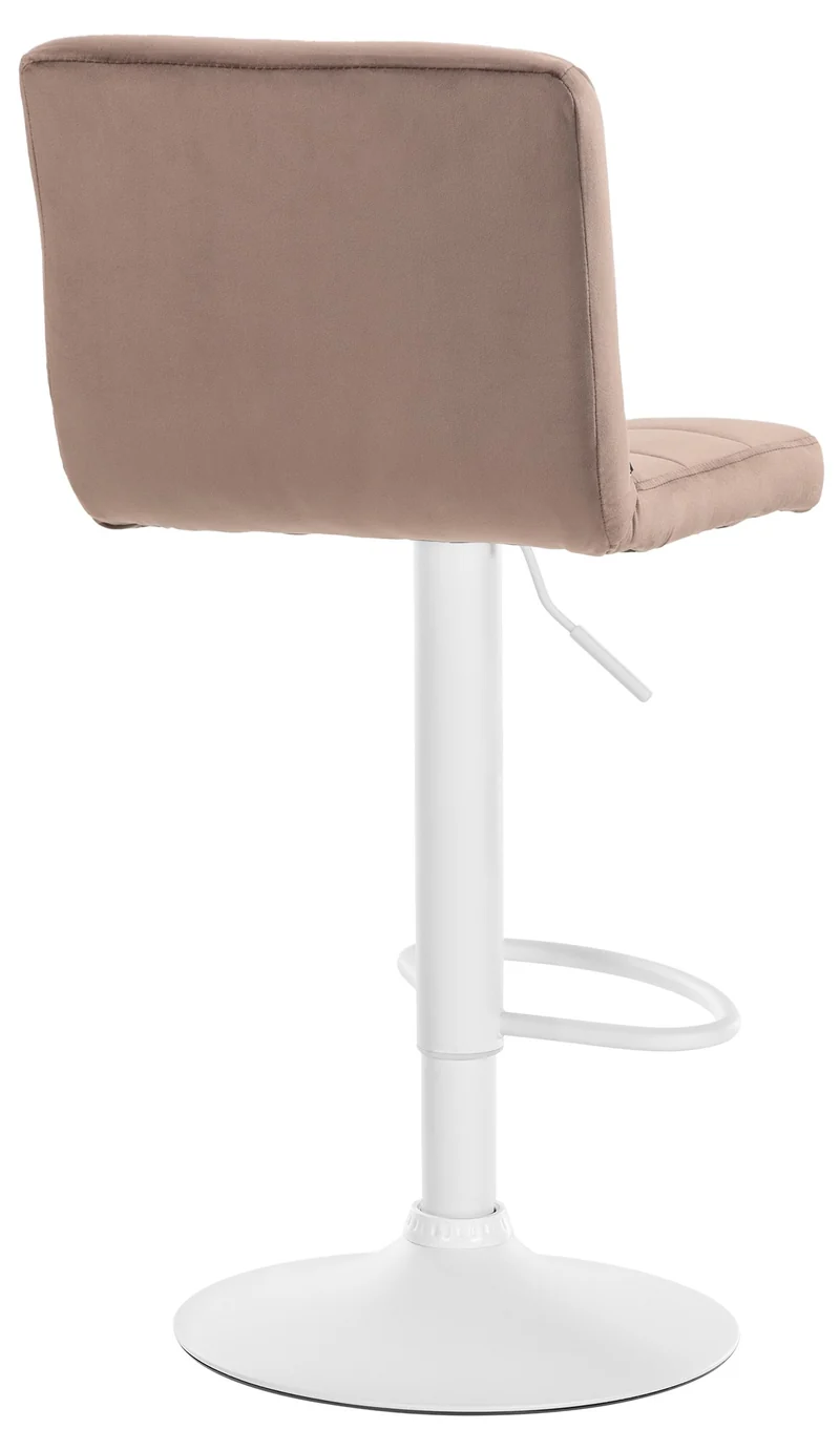 Tabouret de bar chaise haute x 1 avec coutures décoratives carrées assise en velours marron pieds en métal blanc 10_0005335