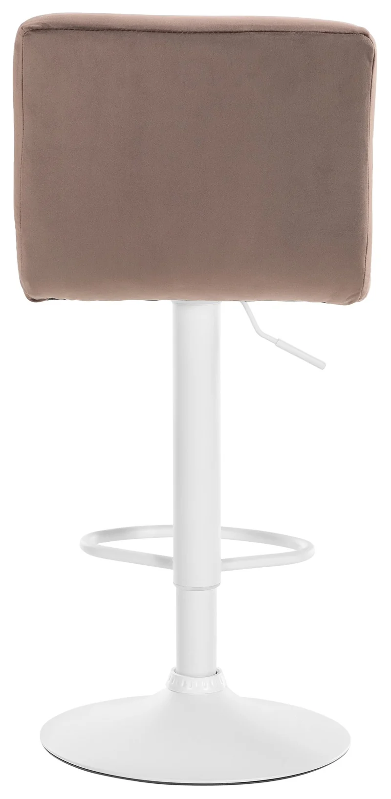 Tabouret de bar chaise haute x 1 avec coutures décoratives carrées assise en velours marron pieds en métal blanc 10_0005335