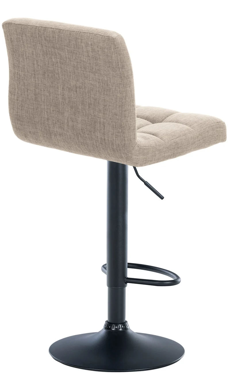 Lot de 2 tabourets de bar style contemporain en tissu matelassé crème cadre métal noir 10_0006029