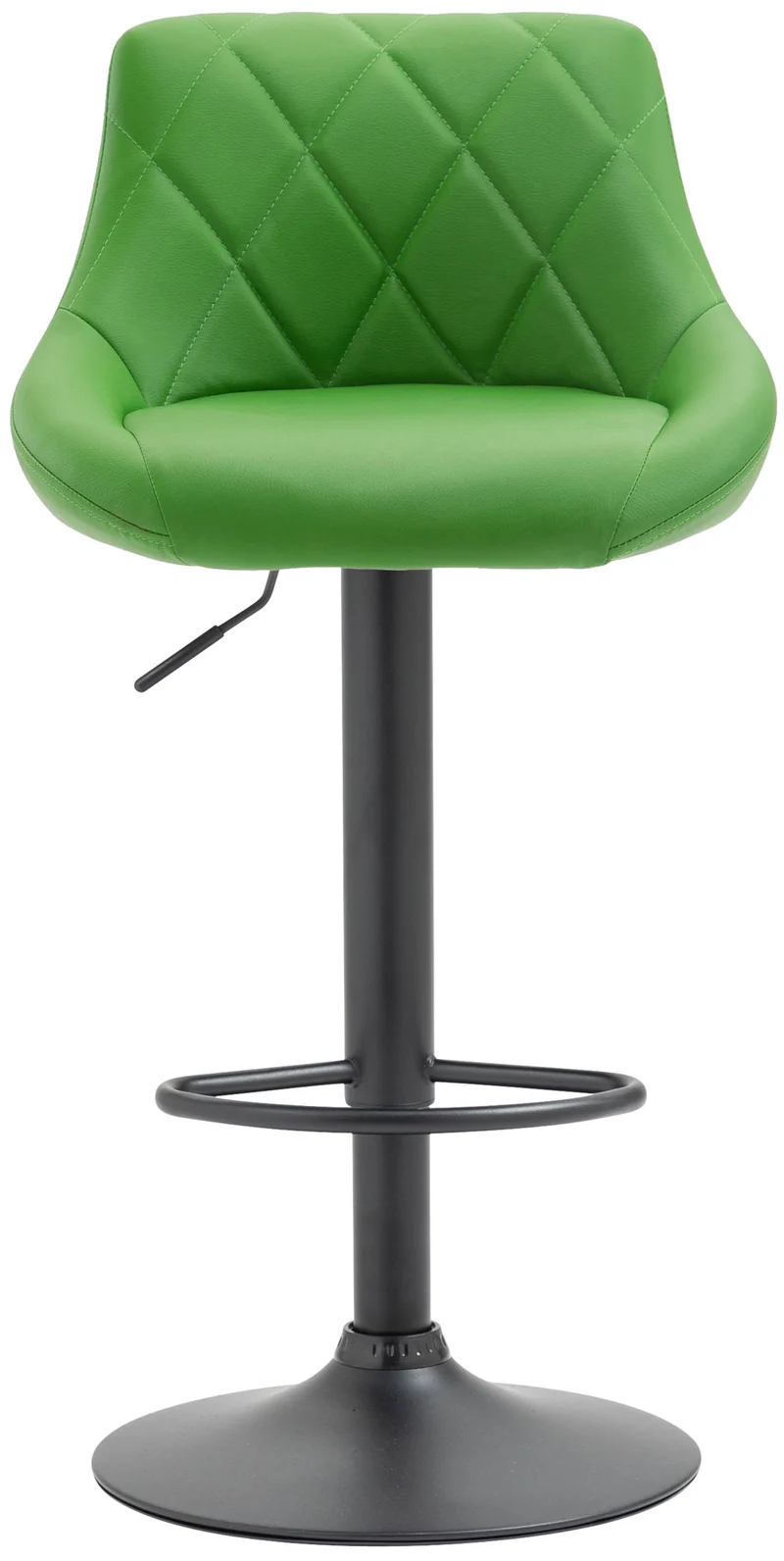 Tabouret de bar en synthétique vert pivotant avec repose-pieds métal noir coutures décoratives TDB10584