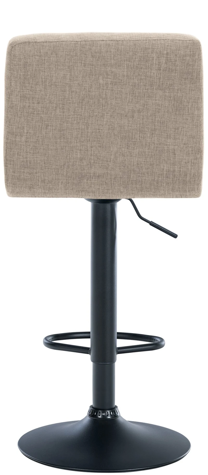 Tabouret de bar x1 style contemporain en tissu matelassé crème cadre métal noir 10_0005609