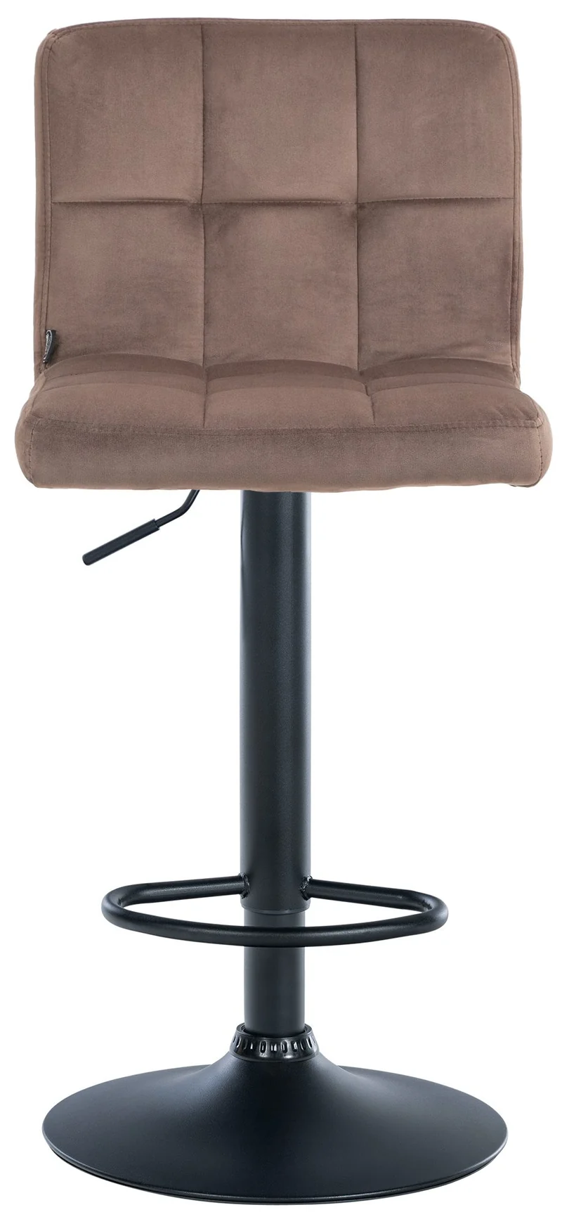 Lot de 2 tabourets de bar en velours marron avec coutures décoratives pied en trompette métal noir 10_0004394