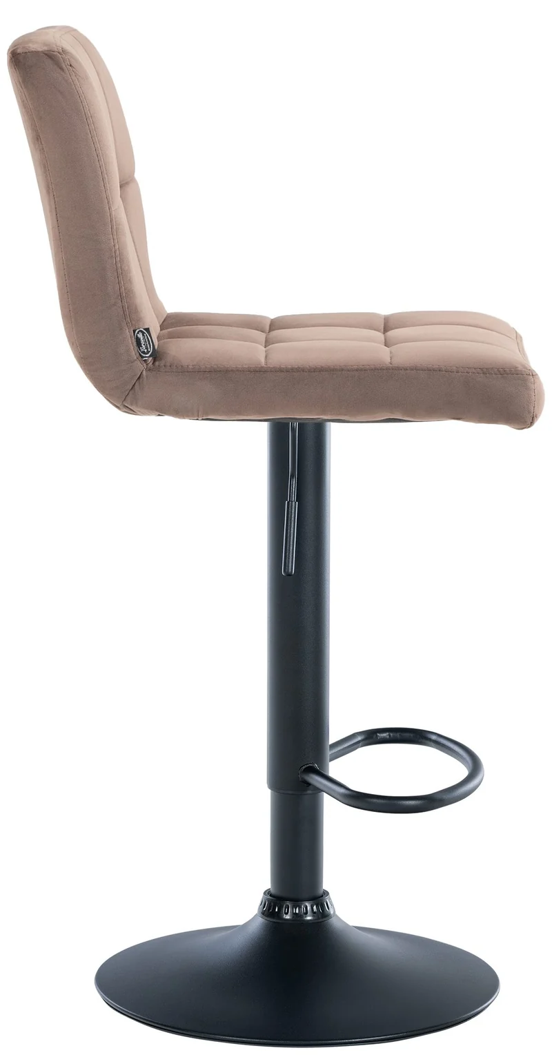 Lot de 2 tabourets de bar en velours marron avec coutures décoratives pied en trompette métal noir 10_0004394