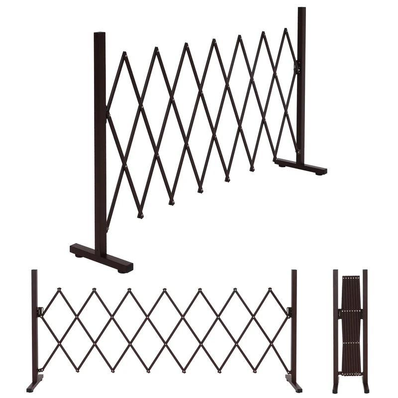 Grille de barrière grille de protection de clôture à ciseaux extensible métal marron hauteur 103 cm 04_0010234