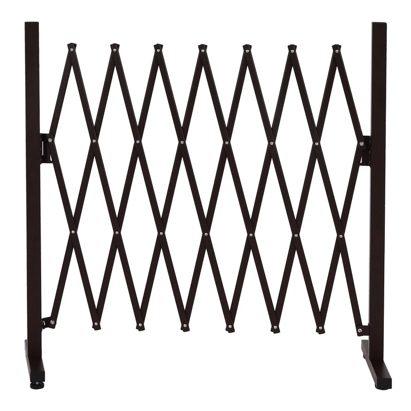 Grille de barrière grille de protection de clôture à ciseaux extensible métal marron hauteur 103 cm 04_0010234