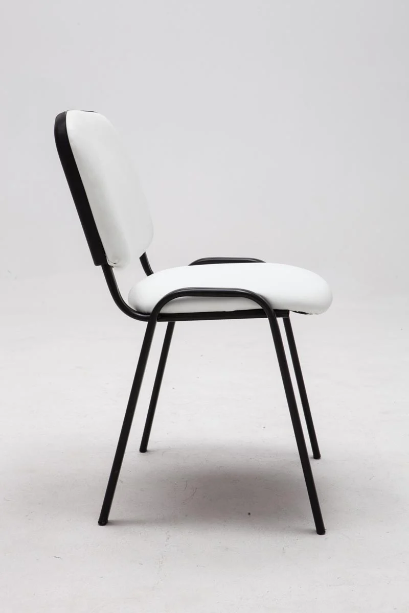 Chaise visiteur assise rembourrée en synthétique blanc BUR10068