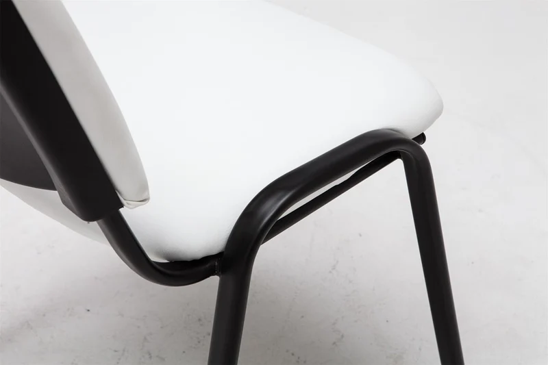 Chaise visiteur assise rembourrée en synthétique blanc BUR10068