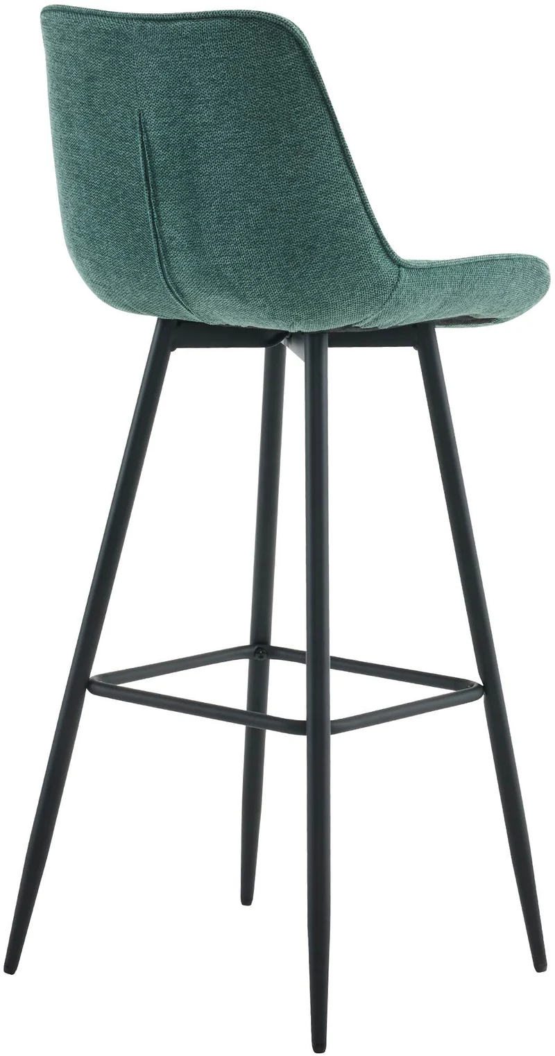 Lot de 2 tabourets de bar coutures décoratives carrées avec repose-pieds en tissu vert quatre pieds en métal 10_0006586