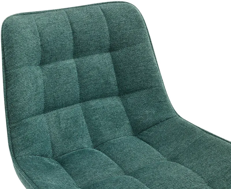 Lot de 2 tabourets de bar coutures décoratives carrées avec repose-pieds en tissu vert quatre pieds en métal 10_0006586