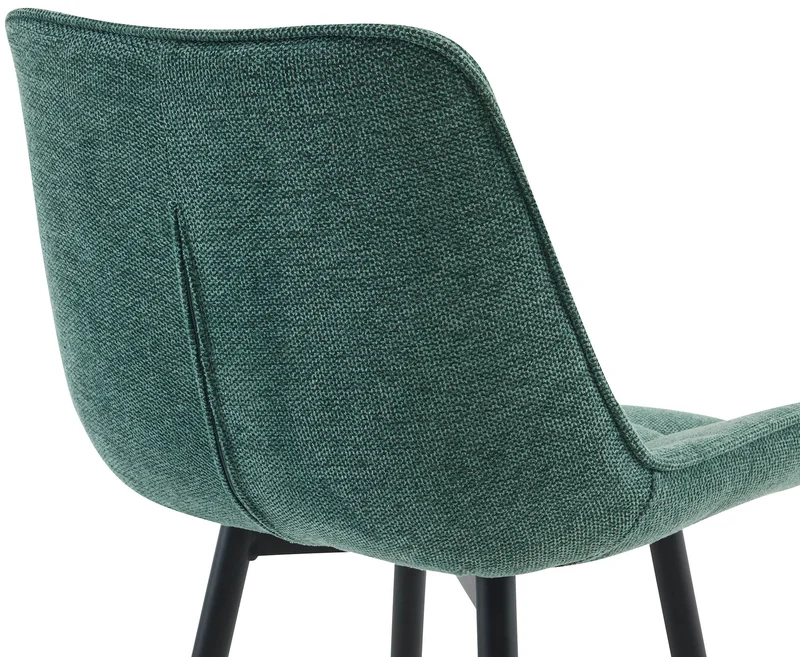 Lot de 2 tabourets de bar coutures décoratives carrées avec repose-pieds en tissu vert quatre pieds en métal 10_0006586