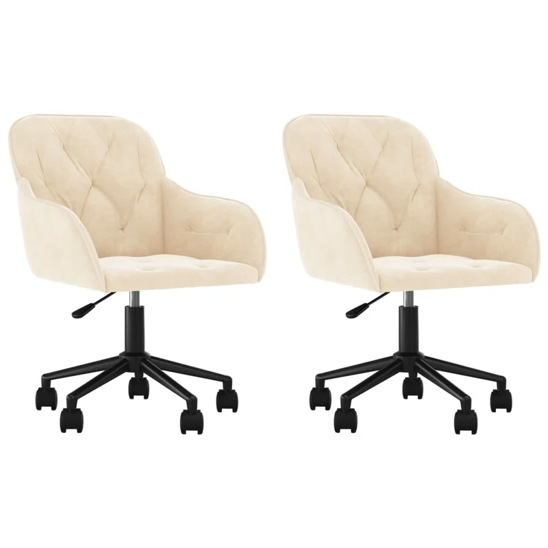 Lot de 2 chaises de salle à manger siège pivotant hauteur réglable crème velours crème DEC025222